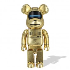 Большая фигурка (70см) Bearbrick x BAPE x Hajime Sorayama Baby Milo 1000% Gold