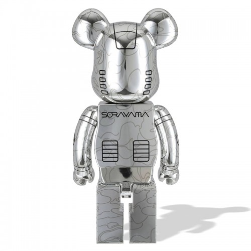 Оригинальная большая фигурка Bearbrick x BAPE x Hajime Sorayama Baby Milo 1000% Silver - 70см