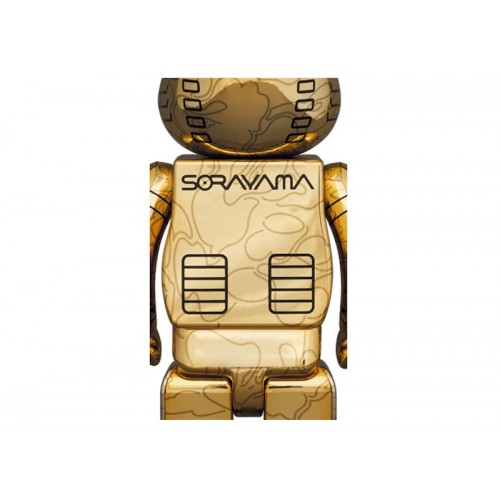 Оригинальный набор фигурок Bearbrick x BAPE x Hajime Sorayama Camo Shark 100% & 400% 4-Pc Set Gold & Silver - 7см и 28см