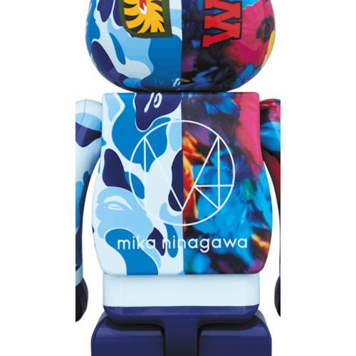 Оригинальный набор фигурок Bearbrick x Bape x Mika Ninagawa Shark 100% & 400% Set Blue - 7см и 28см