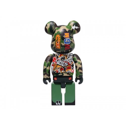Оригинальный набор фигурок Bearbrick x BAPE XLBWK Livaken Knu ABC Camo 100% & 400% Set Green - 7см и 28см