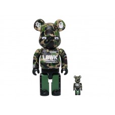 Набор фигурок (7см и 28см) Bearbrick x BAPE XLBWK Livaken Knu ABC Camo 100% & 400% Set Green