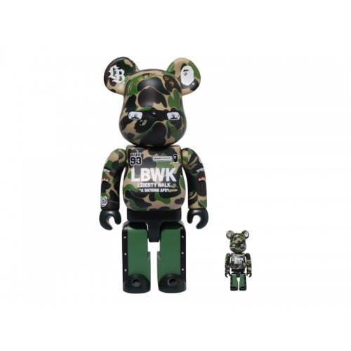 Оригинальный набор фигурок Bearbrick x BAPE XLBWK Livaken Knu ABC Camo 100% & 400% Set Green - 7см и 28см