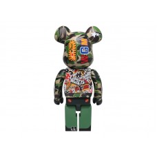 Bearbrick x BAPE XLBWK Livaken Knu ABC Camo 1000% Green