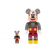Набор фигурок (7см и 28см) Bearbrick x CLOT x 3125C x Disney 3-Eyed Mickey Mouse 100% & 400% Set Translucent Black