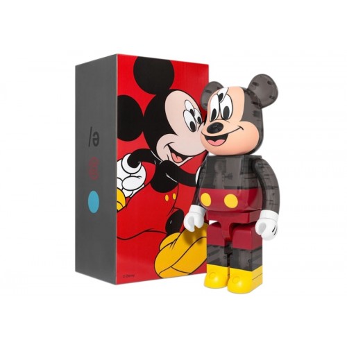 Оригинальная большая фигурка Bearbrick x CLOT x 3125C x Disney 3-Eyed Mickey Mouse 1000% Translucent Black - 70см