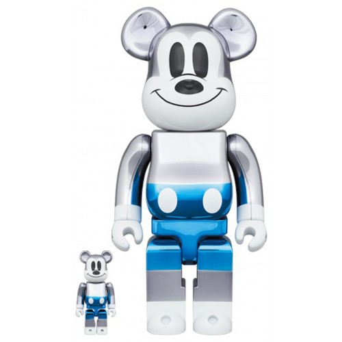 Оригинальный набор фигурок Bearbrick x Disney Fragmentdesign Mickey Mouse 100% & 400% Set Blue Ver. - 7см и 28см