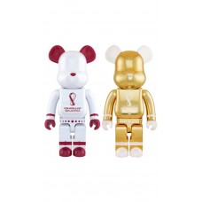 Большая фигурка (70см) Bearbrick x FIFA World Cup Qatar 2022 1000% Set of 2 White Chrome/Gold