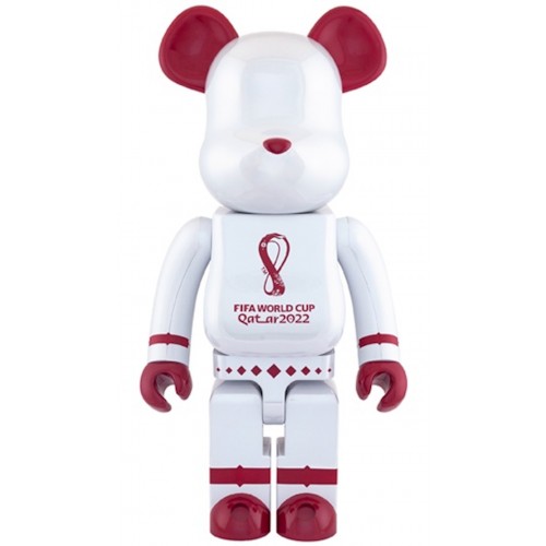 Оригинальная большая фигурка Bearbrick x FIFA World Cup Qatar 2022 1000% White Chrome - 70см