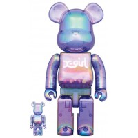 Набор фигурок (7см и 28см) Bearbrick X-girl 100% & 400% Set Clear Purple