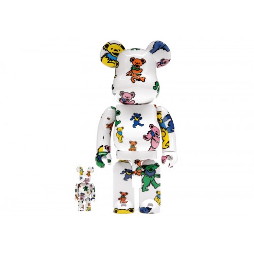 Оригинальный набор фигурок Bearbrick x Grateful Dead (Dancing Bear) 100% & 400% Set - 7см и 28см