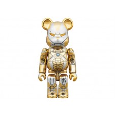 Bearbrick x Hajime Sorayama x Marvel Iron Man Reverse 100% & 400% Set Gold/Silver