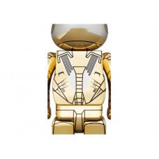 Bearbrick x Hajime Sorayama x Marvel Iron Man Reverse 100% & 400% Set Gold/Silver