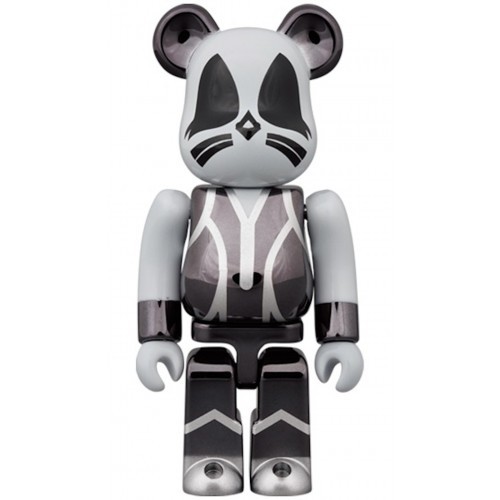 Оригинальный набор фигурок Bearbrick x KISS Catman 100% & 400% Set Chrome Ver. - 7см и 28см