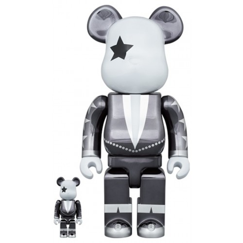 Оригинальный набор фигурок Bearbrick x KISS Star Child 100% & 400% Set Chrome Ver. - 7см и 28см