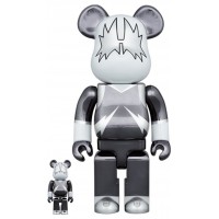 Набор фигурок (7см и 28см) Bearbrick x KISS The Spaceman 100% & 400% Set Chrome Ver.