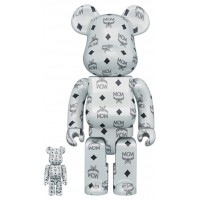 Набор фигурок (7см и 28см) Bearbrick x MCM 100% & 400% Set White Chrome Ver.
