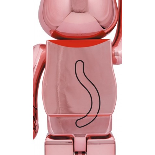 Оригинальная большая фигурка Bearbrick x Medicom Toy Maneki Neko Good Luck Peach Gold Plated 1000% - 70см