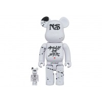Набор фигурок (7см и 28см) Bearbrick x Nas x APPLEBUM 100% & 400% Set White