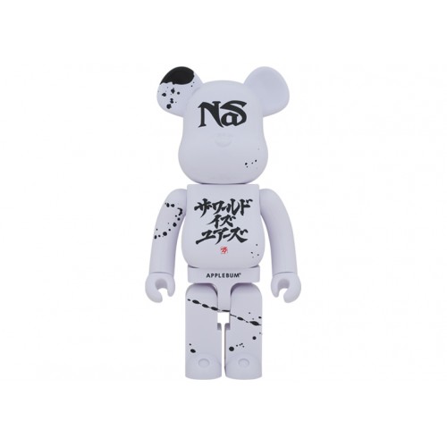 Оригинальная большая фигурка Bearbrick x Nas x APPLEBUM 1000% White - 70см