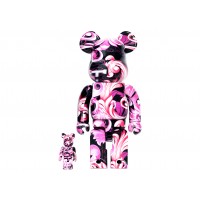 Bearbrick x PHANTACi 17th Anniversary 100% & 400% Set Pink Purple Black