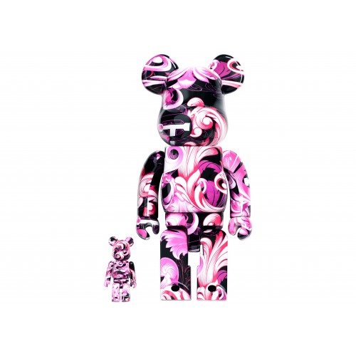 Оригинальный набор фигурок Bearbrick x PHANTACi 17th Anniversary 100% & 400% Set Pink Purple Black - 7см и 28см