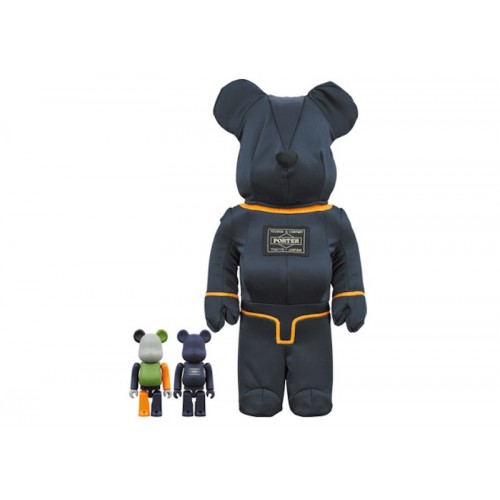Оригинальный набор фигурок Bearbrick x Porter Tanker 100% & 400% Set Iron Blue - 7см и 28см