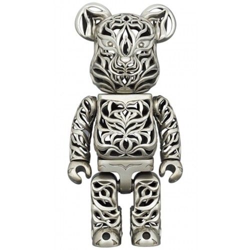 Оригинальная фигурка Bearbrick x Royal Selangor Tiger 400% Silver - 28см