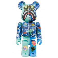Bearbrick x Steven Harrington x BAPE Shark 100% & 400% Set Blue Camo