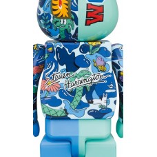 Bearbrick x Steven Harrington x BAPE Shark 100% & 400% Set Blue Camo
