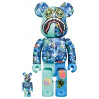 Набор фигурок (7см и 28см) Bearbrick x Steven Harrington x BAPE Shark 100% & 400% Set Blue Camo