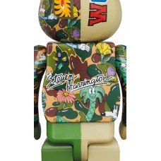 Bearbrick x Steven Harrington x BAPE Shark 100% & 400% Set Green Camo