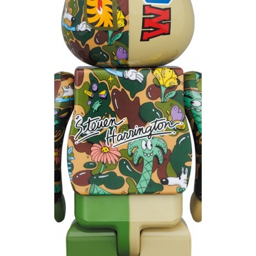 Оригинальный набор фигурок Bearbrick x Steven Harrington x BAPE Shark 100% & 400% Set Green Camo - 7см и 28см