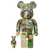 Набор фигурок (7см и 28см) Bearbrick x Steven Harrington x BAPE Shark 100% & 400% Set Green Camo