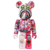 Bearbrick x Steven Harrington x BAPE Shark 100% & 400% Set Pink Camo