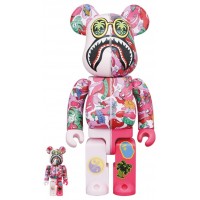 Набор фигурок (7см и 28см) Bearbrick x Steven Harrington x BAPE Shark 100% & 400% Set Pink Camo