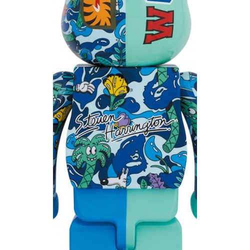 Оригинальная большая фигурка Bearbrick x Steven Harrington x BAPE Shark 1000% Blue Camo - 70см
