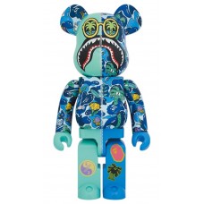 Большая фигурка (70см) Bearbrick x Steven Harrington x BAPE Shark 1000% Blue Camo
