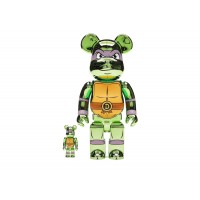 Набор фигурок (7см и 28см) Bearbrick x Teenage Mutant Ninja Turtles Donatello 100% & 400% Set Chrome Ver.