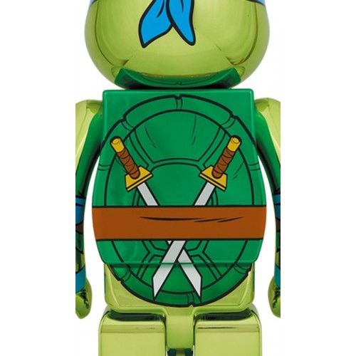 Оригинальная большая фигурка Bearbrick x Teenage Mutant Ninja Turtles Leonardo 1000% Chrome Ver. - 70см