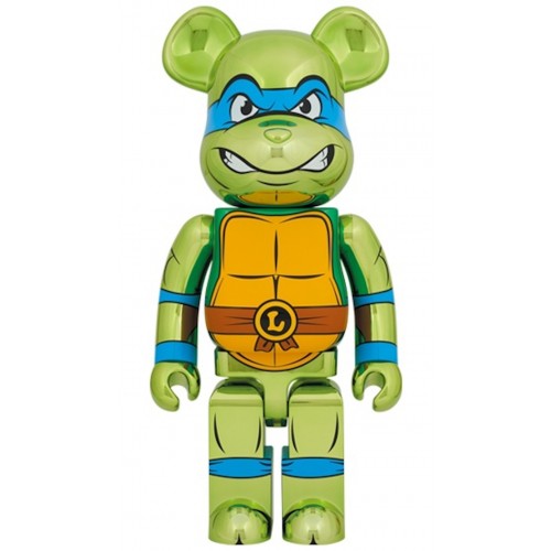 Оригинальная большая фигурка Bearbrick x Teenage Mutant Ninja Turtles Leonardo 1000% Chrome Ver. - 70см
