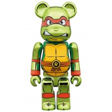 Набор фигурок (7см и 28см) Bearbrick x Teenage Mutant Ninja Turtles Raphael Chrome 100% & 400% Set