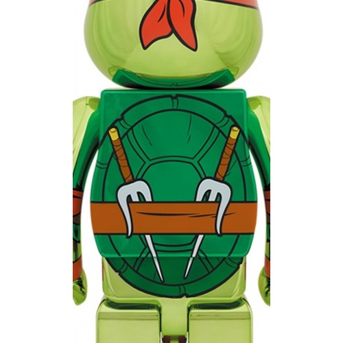 Оригинальная большая фигурка Bearbrick x Teenage Mutant Ninja Turtles Raphael Chrome 1000% - 70см