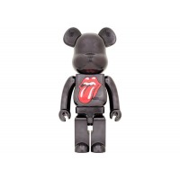 Bearbrick x The Rolling Stones Lips & Tongue 1000% Black Chrome Ver.