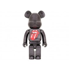 Большая фигурка (70см) Bearbrick x The Rolling Stones Lips & Tongue 1000% Black Chrome Ver.