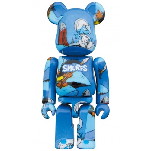 Оригинальный набор фигурок Bearbrick x The Smurfs (The Astrosmurf) 100% & 400% Set Blue - 7см и 28см