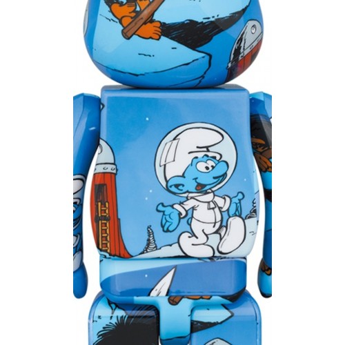 Оригинальный набор фигурок Bearbrick x The Smurfs (The Astrosmurf) 100% & 400% Set Blue - 7см и 28см