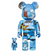 Набор фигурок (7см и 28см) Bearbrick x The Smurfs (The Astrosmurf) 100% & 400% Set Blue