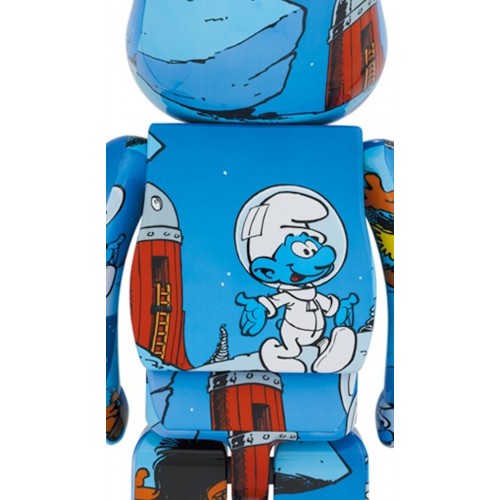 Оригинальная большая фигурка Bearbrick x The Smurfs (The Astrosmurf) 1000% Blue - 70см