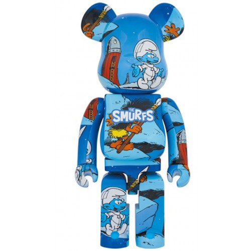 Оригинальная большая фигурка Bearbrick x The Smurfs (The Astrosmurf) 1000% Blue - 70см